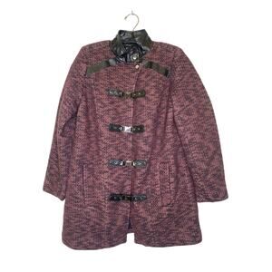 SA by Seth Aaron Knit & Faux Leather Coat w/ Toggle Clasp Closure EUC Sz 8